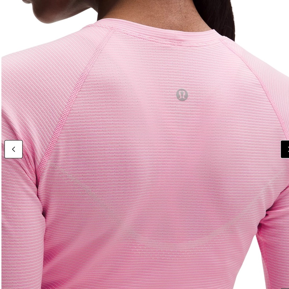 Lululemon Swiftly Tech Long Sleeve Cropped Shirt Pink Size 6 Thumbholes Seamless - Picture 3 of 9